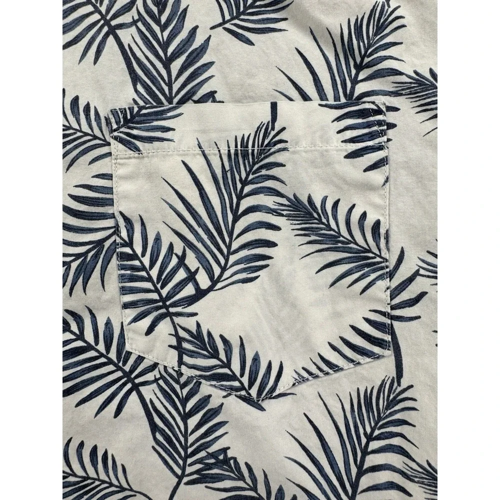 Indigo Star Hawaiian Shirt Men's Size L Cotton Relaxed Fit Floral Tropical Aloha